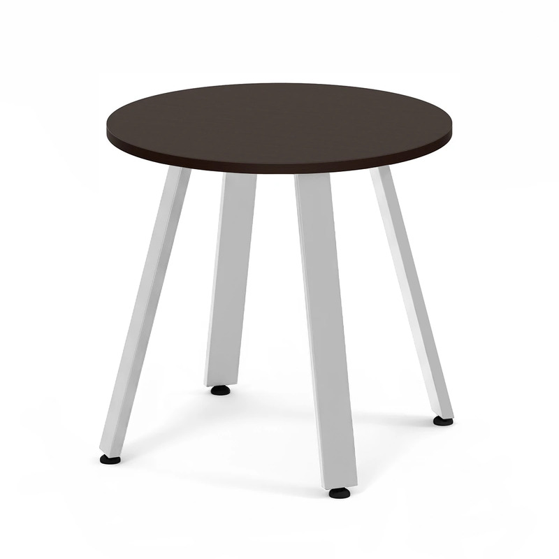 Signature Round Meeting Table 30" - Espresso with Silver Metal Legs