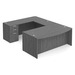 CLAUD2002 Executive Bowfront 71" x 112" Desk- Newport Grey