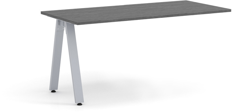 Signature Desk Return 24" x 48" - Newport Grey with Silver Metal Legs
