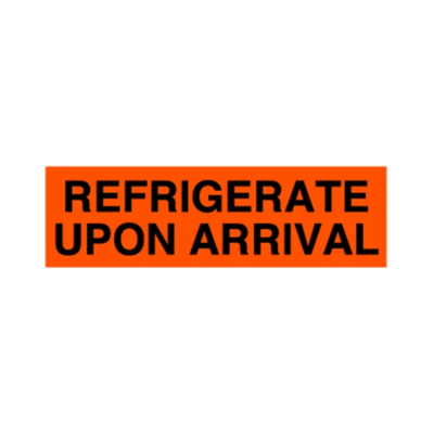 Refrigerate Upon Arrival Label - 2" x 4" - Fluorescent Red
