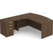 CLALD1008L- Left-Handed Bowfront L-Desk 71" W x 36" D with 47" Return and Box/Box/File Pedestal- Modern Walnut
