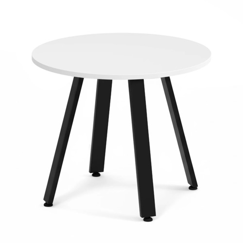 Signature Round Meeting Table 36" - White with Black Metal Legs