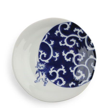 Plate Blue & White Cat Burglar 6.5"