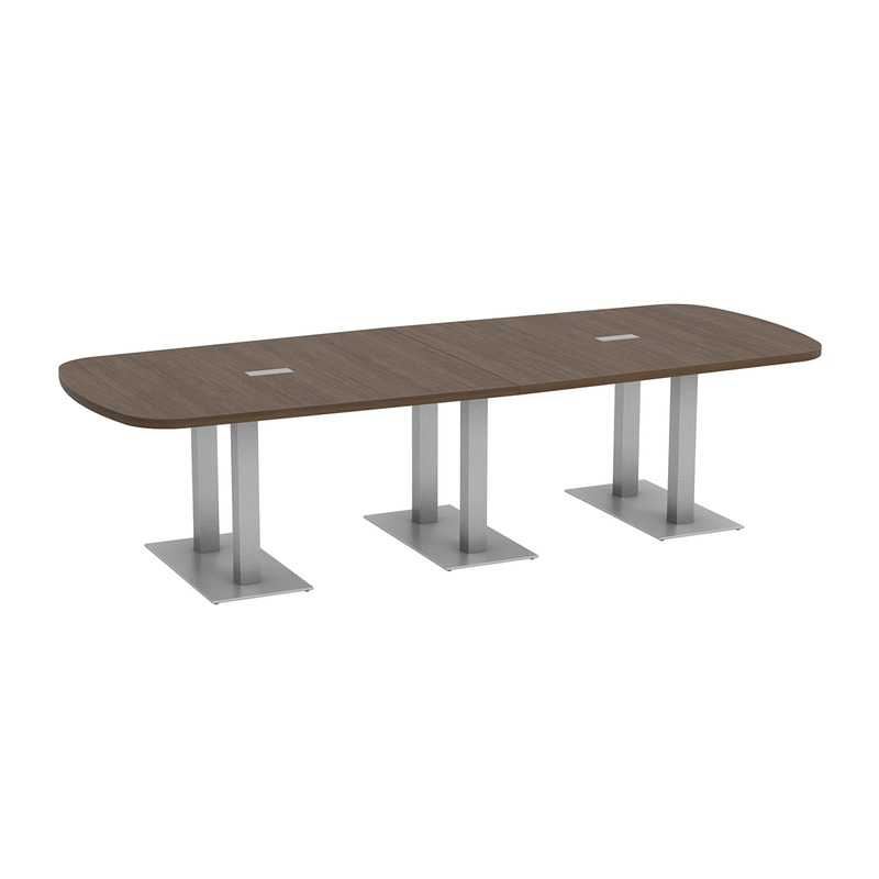 Arena Conference Table 10 Ft with Palmer Brushed Double Base - Modern Walnut