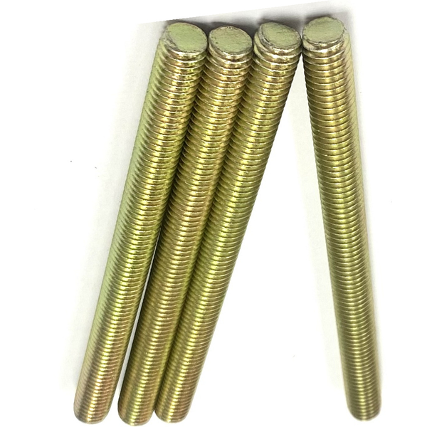 1/4" - 28 X 2" FULLY THREADED STRAIGHT ROD SAE J429 GR 8 ZINC TRIVALENT YELLOW