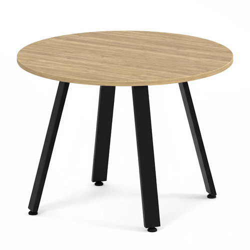 Signature Round Meeting Table 42" - Aspen with Black Metal Legs