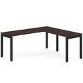 Elements L-Shape Desk 66" x 72" x 24"D - Espresso with Black Legs