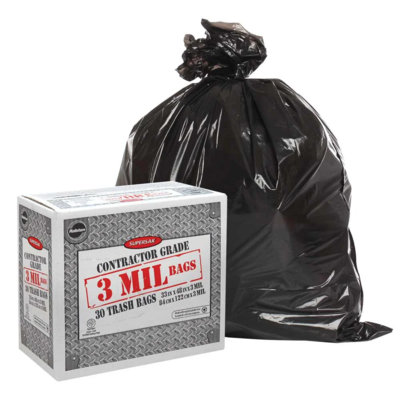 Contractor Garbage Bags - 33" x 48" - 3 mil - Black