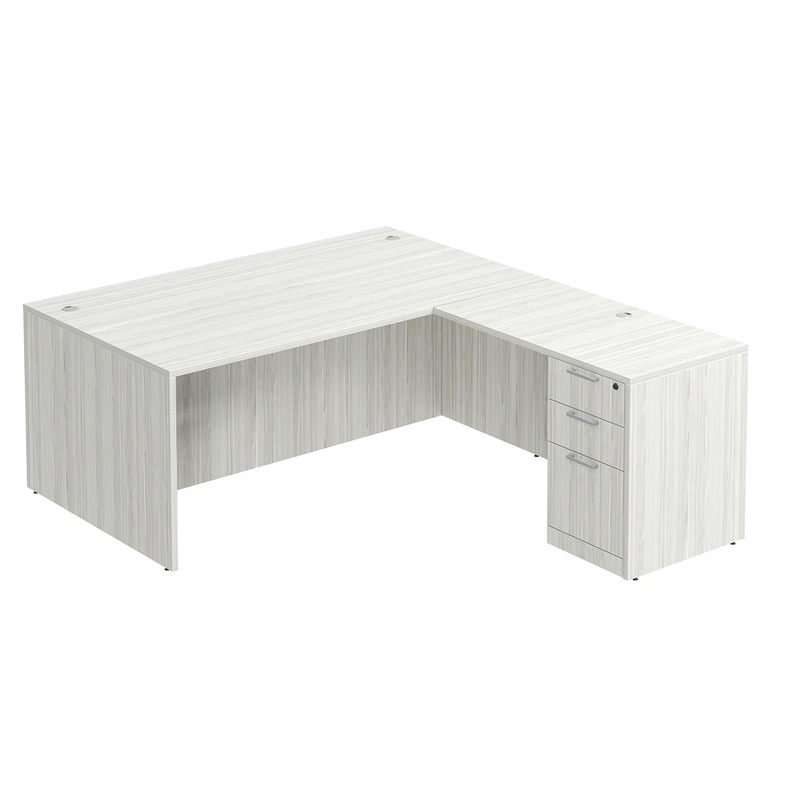 Classic L-Shape Desk 78" x 71" with Box/Box/File Pedestal - Silver Birch