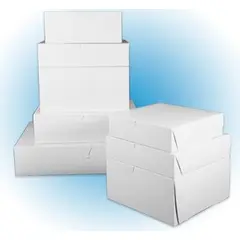 19 X 14 X 4 1/2" SHEET WHITE LOCK CORNER BAKERY CAKE BOX, 50/CS
