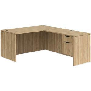 CLALD1037- Classic L-Shape Desk 66" W x 30" D with 47" Return and Box/File Pedestal- Aspen