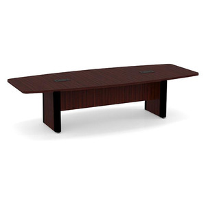 10ft Boat Shape, accent base Conference Table: MAHOGANY w/BLACK 