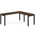 Elements L-Shape Desk 66" x 72" x 24"D - Modern Walnut with Black Legs