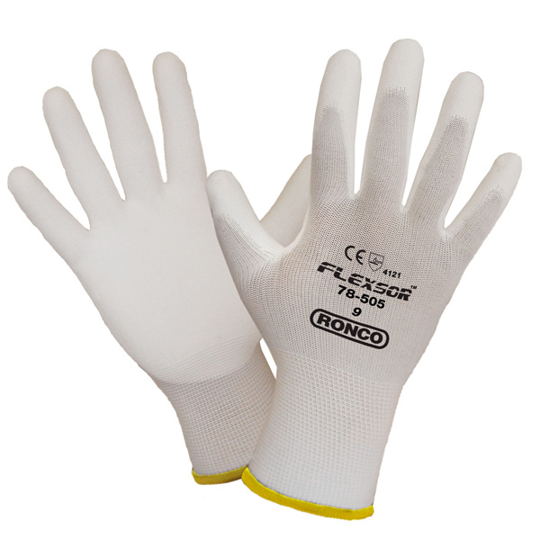 Coated Work Gloves - Nylon Shell - Polyurethane Palm - White