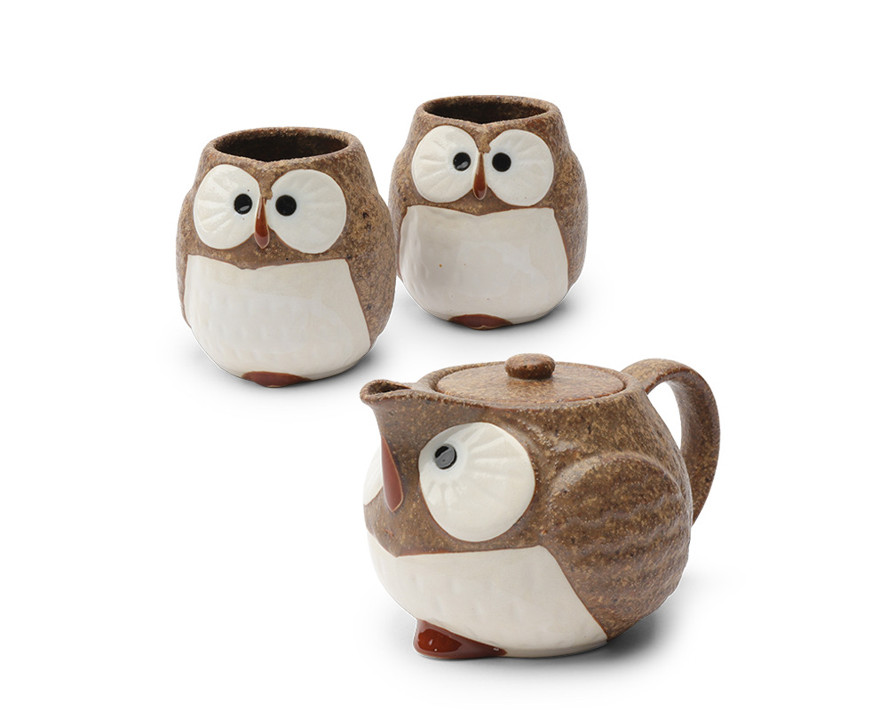 Tea Set Owl Brown
