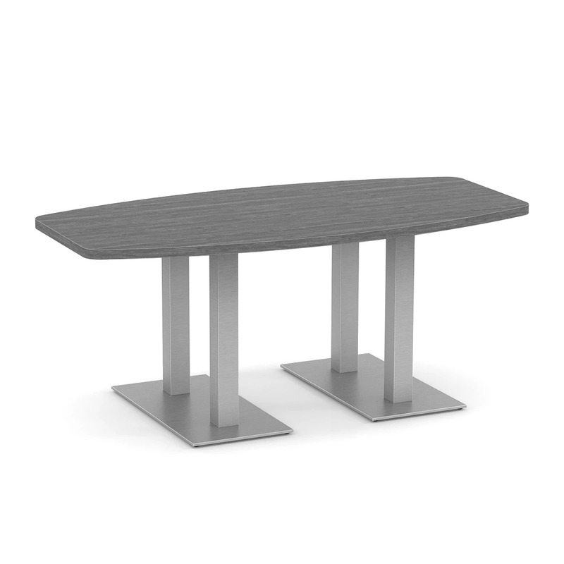 Classic Boat-Shape Conference Table 6 Ft with Palmer Brushed Double Base - Newport Grey