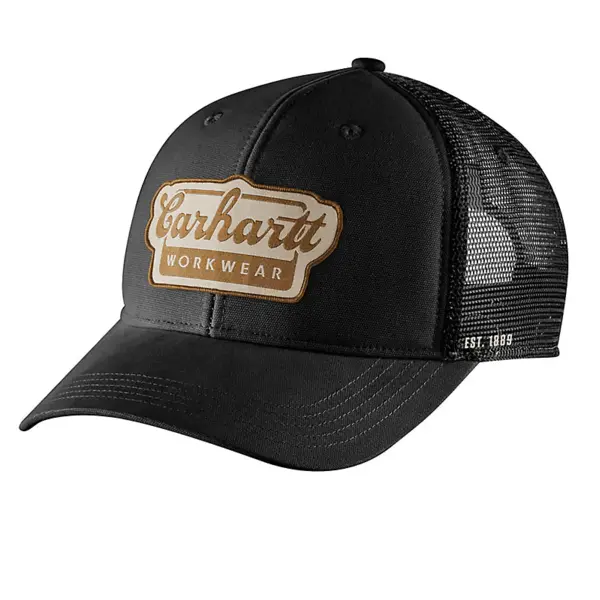 CARHARTT 106738 - Rugged Flex® Twill Mesh-Back Script Patch Cap - Black