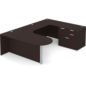 CLAUD1007R Executive Bullet U-Shape Typical 71" X 101" Desk- Espresso/Silver