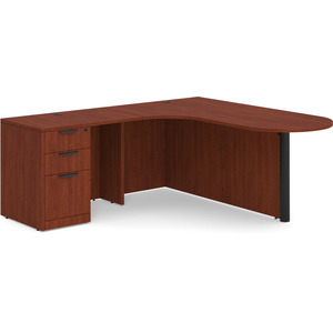 CLALD1010L- L-Shaped Bullet Workstation 71" W x 30" D with 47" Return and Box/Box/File Pedestal- Cherry/Black