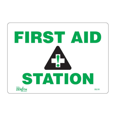 First Aid Station Sign - 10" x 7" - Vinyl - English