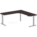 Enhance Electric Height-Adjustable L-Shape Desk with Right Radiused Corner 72" X 72" - Espresso with Silver Base