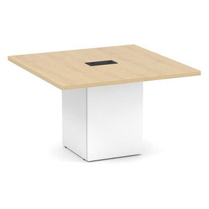 CUBSQ2139N 4ft Square Conference Table with Cube Base - Maple top, White base