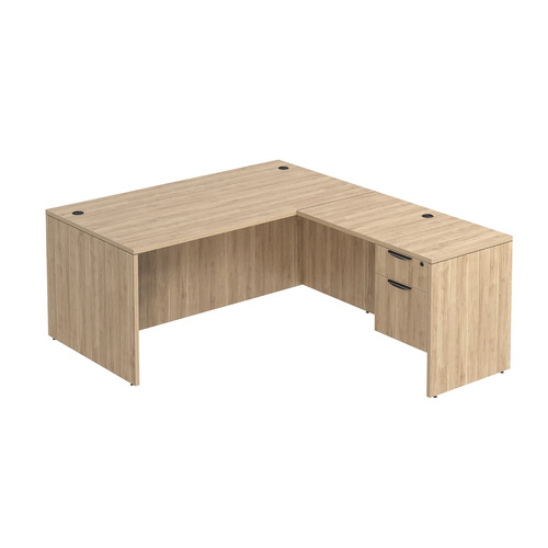 Classic L-Shape Desk 72" x 66" with Box/File Pedestal - Aspen