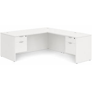 CLALD2039- Classic L-Shape Desk 66" W x 30" D with 42" Return and 2 Box/File Pedestals- White
