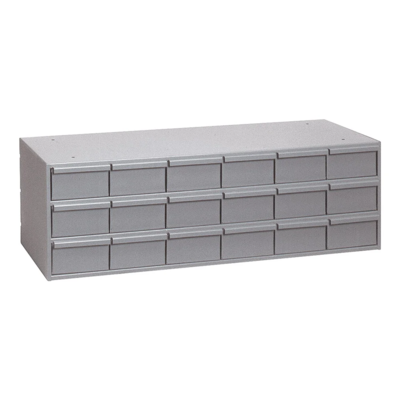 Drawer Cabinet - Steel - 33-3/4" x 11-3/4" x 12-7/8" - 18 Drawer - Grey