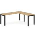 Elements L-Shape Desk 66" x 72" x 24"D - Aspen with Black Legs