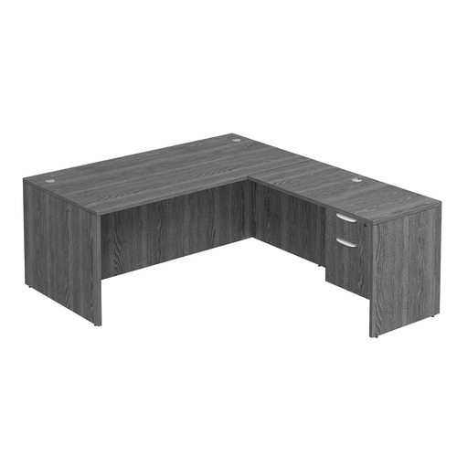 Classic L-Shape Desk 77" x 71" with Box/File Pedestal - Newport Grey