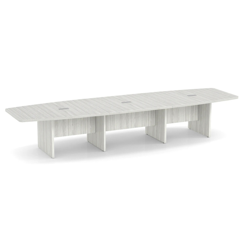 Classic Boat-Shape Conference Table 14 Ft - Silver Birch