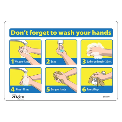 How To Wash Your Hands Sign - 10" x 7" - Vinyl - English