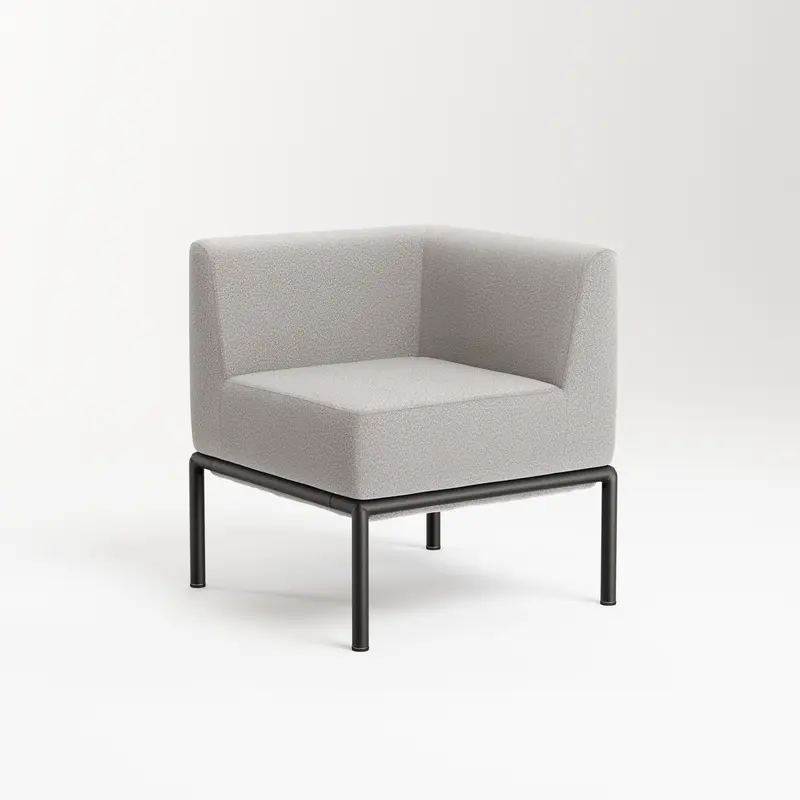 ARMLESS CORNER LOUNGE BEIGE FABRIC/BLACK FRAME