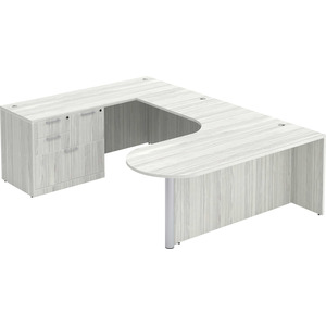 CLAUD1007L Executive Bullet U-Shape Typical 71" X 101" Desk- Silver Birch/Silver