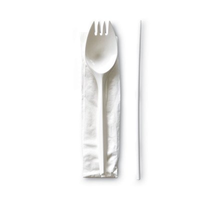 Boardwalk BWKSCHOOLMWPP School Cutlery Kit, Napkin/Spork/Straw, 