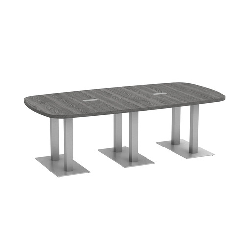 Arena Conference Table 8 Ft with Palmer Brushed Double Base - Newport Grey
