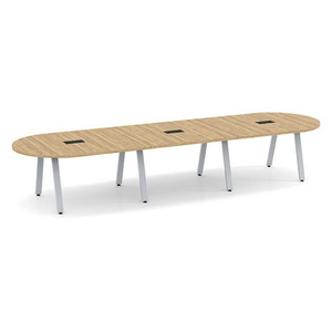 SIGRT3168N-METAL - 14 ft. Signature Racetrack Conference Table with Silver Metal VA Legs