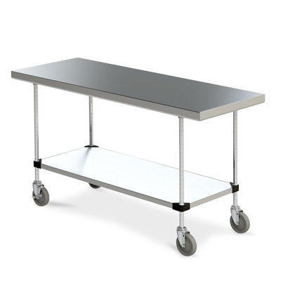 Metro MWTS2436FS Space Saver Stainless Steel Mobile Worktable with Stainless Bottom Shelf, 24" x 36"