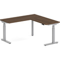 Enhance Electric Height-Adjustable L-Shape Desk 60" X 60" -  Modern Walnut with Silver Base