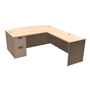 CLALD1012- Bowfront L-Shape Desk 71" W x 41" D with 47" Return and File/File Pedestal- Maple