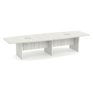 12ft Boat Shape, Slab Base, Conference Table- SILVER BIRCH