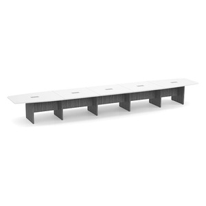 22ft Boat Shape, slab base Conference Table: WHITE TOP NEWPORT GRAY BASE 