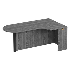 PL133R CORNER EXT. BULLET DESK w/POST - RIGHT- Newport Grey & Black