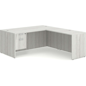 CLALD1045- Classic L-Shape Desk 71" W x 36" D with 47" Return and Box/File Pedestal- Silver Birch